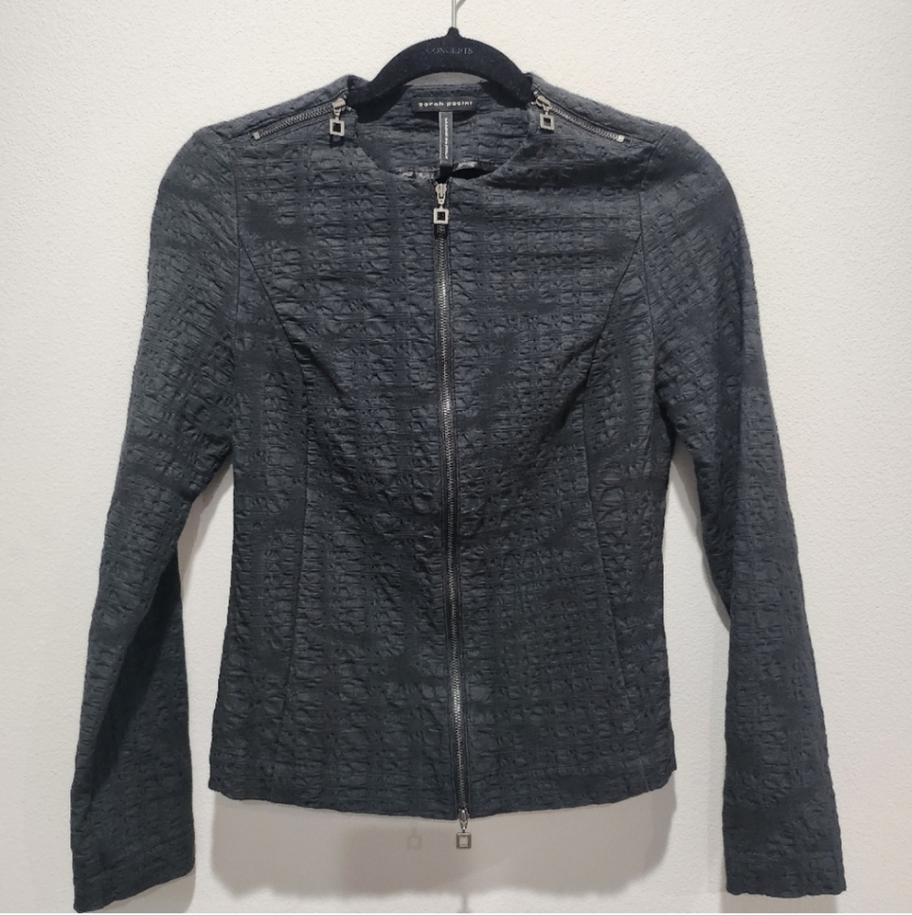 Sarah Pacini Charcoal Textured Blazer - Picture 7 of 7